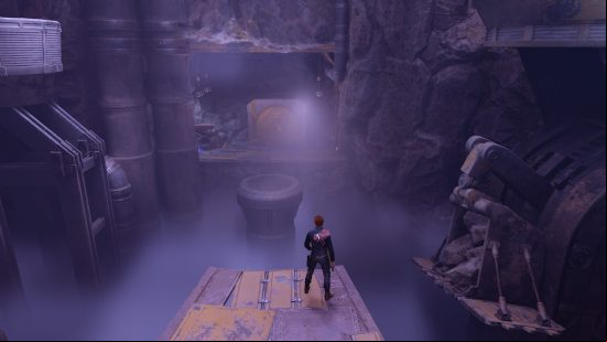 A purple glow bathes the Star Wars Jedi Survivor Chamber of Fortitude