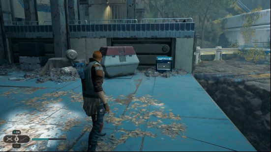 A blue room hosts the Star Wars Jedi Survivor hunter outfit