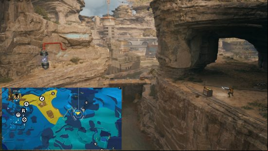 A map shows the location of the Star Wars Jedi Survivor Hunter outfit