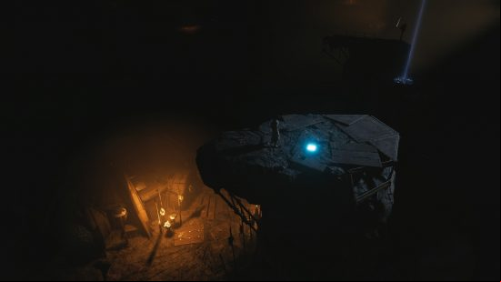 The Star Wars Jedi Survivor Zygg and Wini dataslate rests atop a pillar in the bog
