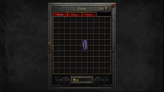 Diablo 2 Resurrected season 4 - a screenshot of the shared stash slots for seasonal gear