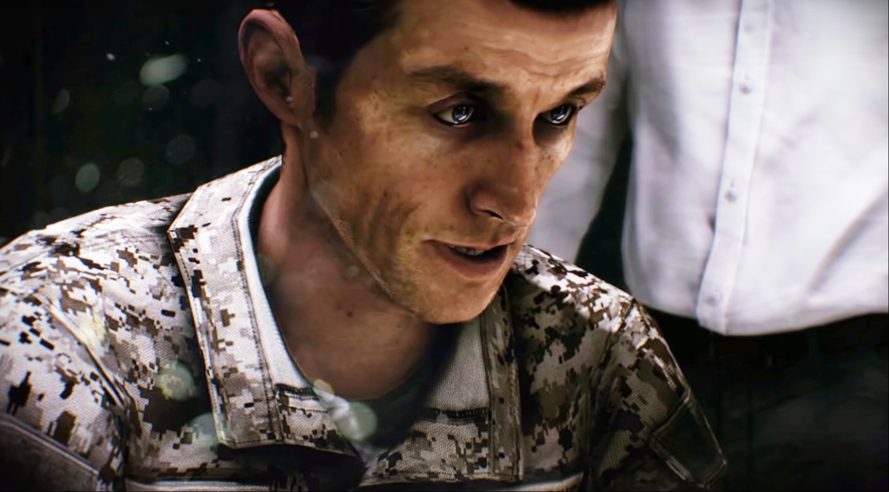 Jedi Survivor's BD-1 is the Battlefield 3 guy wearing a nose whistle: A soldier in fatigues from EA FPS game Battlefield 3