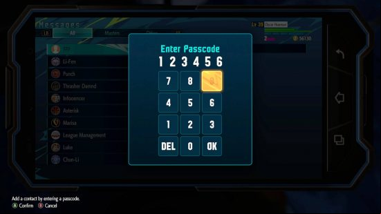 A messaging app where you need to enter the Street Fighter 6 SiRN code 1,2,3,4,5,6.