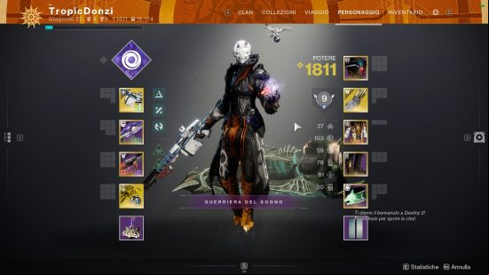 The best Destiny 2 void warlock build character screen