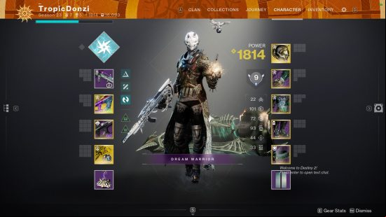 The best Arc Warlock build character screen