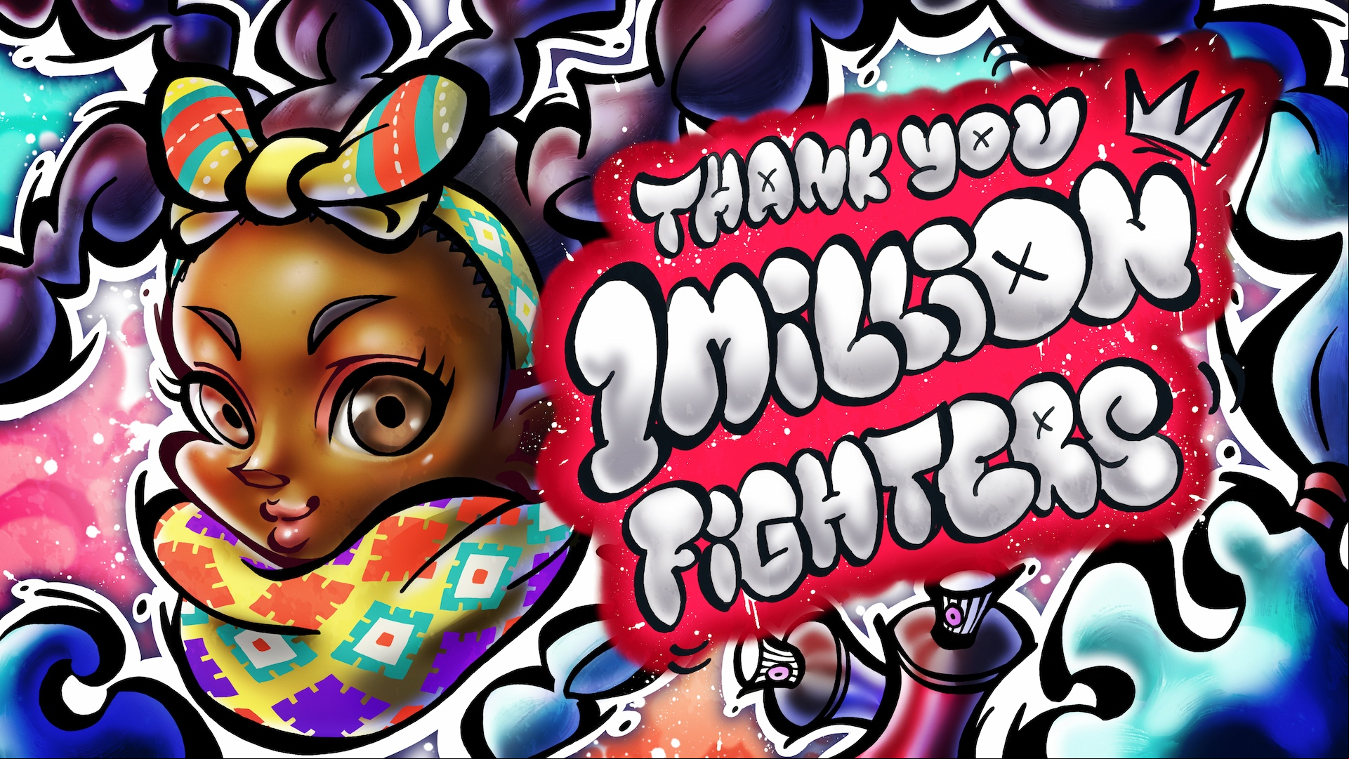 Graphic art celebrating Street Fighter 6 reaching over a million players