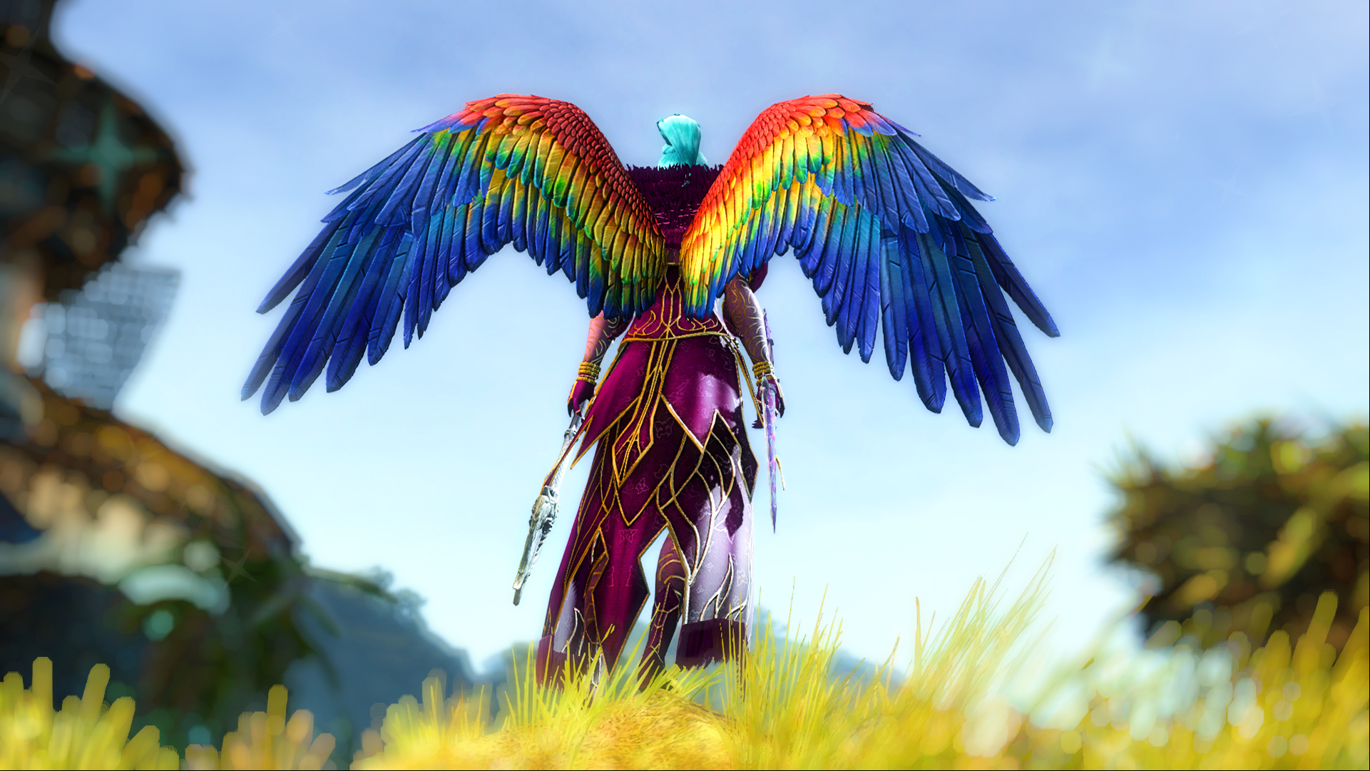 Rainbow wings cosmetic from Guild Wars 2