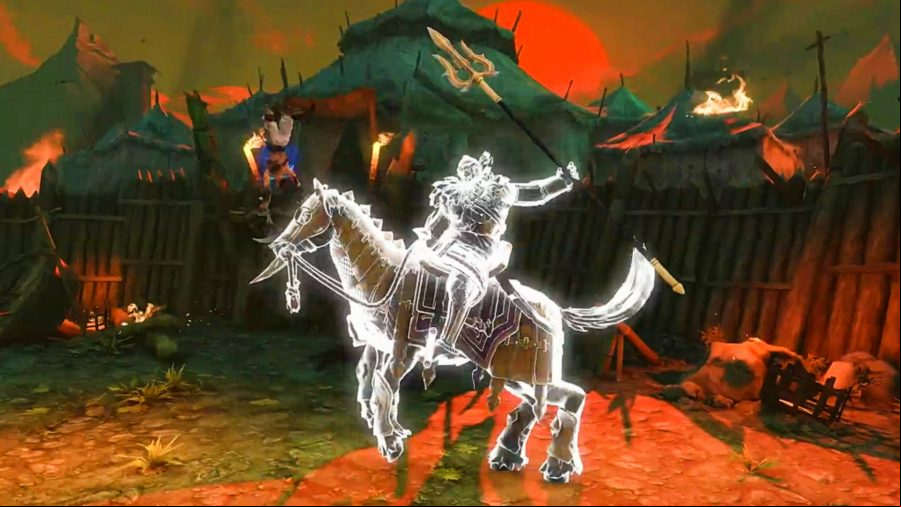 A screenshot of a white glowing horse from the  Prince of Persia game