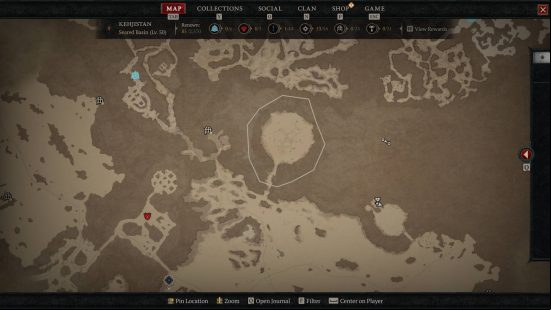 The Seared Basin is where you can find the Diablo 4 Avarice World Boss. It's close to the border with the Dry Steppes.