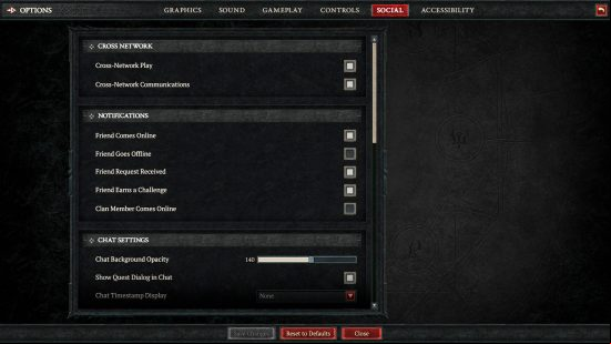 To enable the Diablo 4 cross play options, you need to go into the options menu and make sure Cross-Network Play and Communications are enabled as shown here.