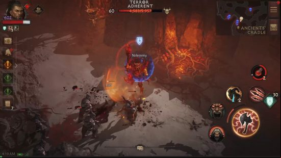 Diablo Immortal Destruction's Wake patch notes - screenshot showing the new Stances in action mid-combat.