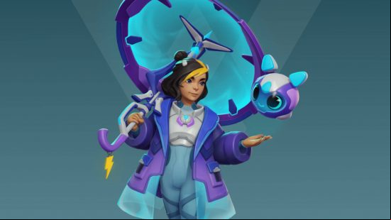 Skye is one of the shorter Evercore Heroes characters, holding a parasol and befriending a cute alien.