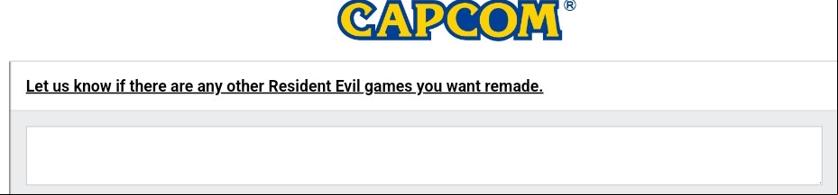 Resident Evil remakes survey: An image from a Capcom survey asking players which Resident Evil games they would like to see remade