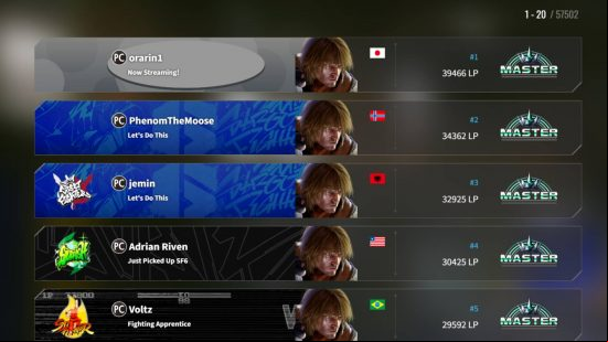 A screenshot showing multiple different Ken players in Street Fighter 6, as well as the total number in the top right corner