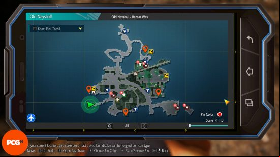 The Street Fighter 6 World Tour upgrades locations for the Old Nayshall region, all shown with orange pins.