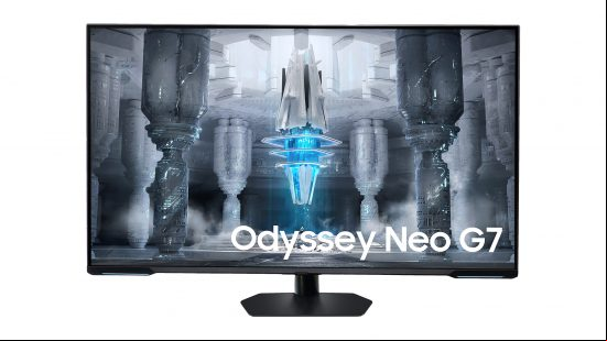 PCGamesN - Best 4K gaming monitors - Samsung Odyssey Neo G7 on white background