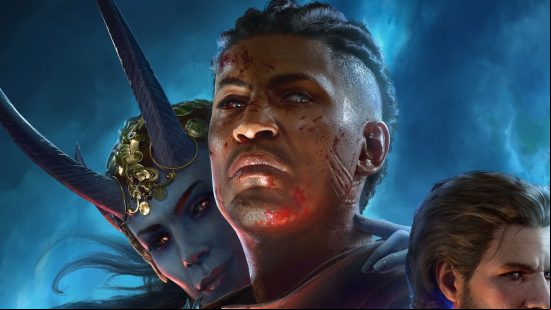 Baldur's Gate 3 Wyll stands with a demon looking over his shoulder