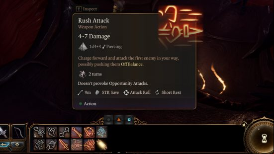baldurs gate 3 rush attack action tooltip
