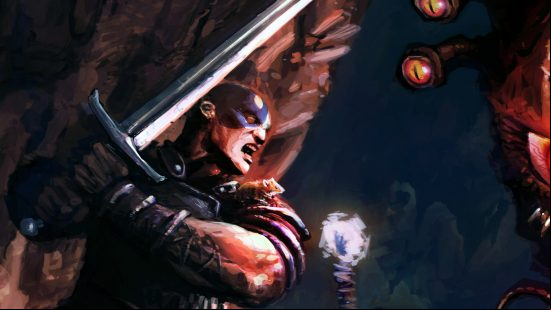Baldur's Gate 3 Minsc wields a large sword and yells