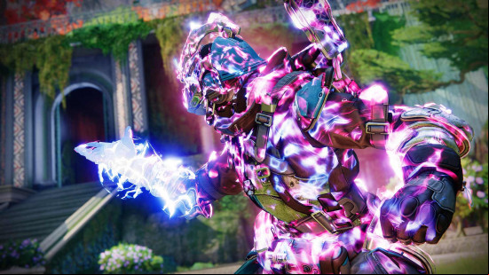 Destiny 2 classes: A Prismatic Titan glowing during transcendence as they throw a Diamond Lance.
