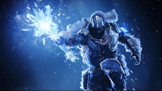 Destiny 2 classes: The Stasis Warlock casting an ice attack with a frozen staff as they move towards the camera.