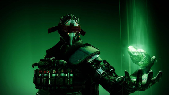 Destiny 2 classes: The Strand Warlock holding a ball of Strand matter in their left hand.