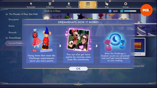 The in-game rundown of how Dreamlight Valley DreamSnaps works in three steps.