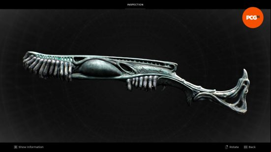 Nightfall, one of the best Remnant 2 weapons, featuring aa number of human fingers wrapped around its barrel.