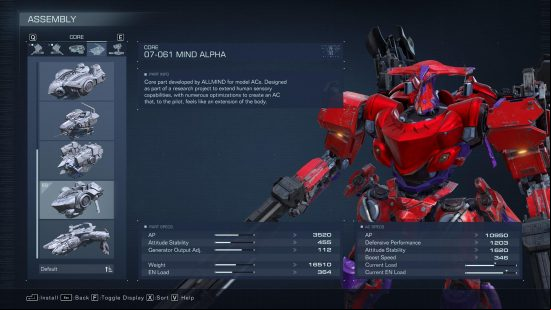 The best Armored Core 6 frame core parts
