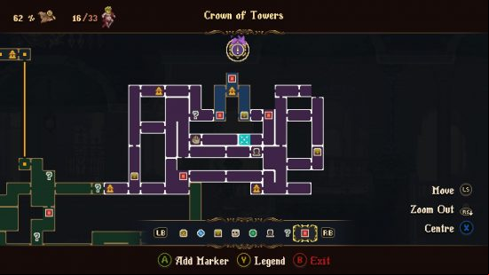 The location of Mercy of the Wind, one of the Blasphemous 2 abilities, as it appears on the map of Cvstodia.