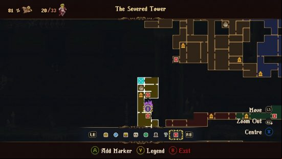 The location of Scions' Protection, one of the Blasphemous 2 abilities, as it appears on the map of Cvstodia.