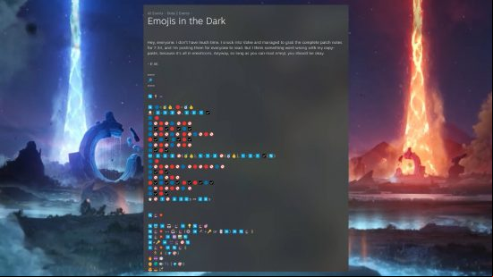 A post from Valve about Dota 2 patch notes for the 7.34 update, but it's in emojis