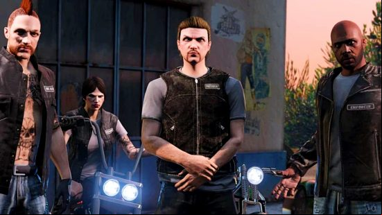 Grand Theft Auto 5 - a gang of bikers.