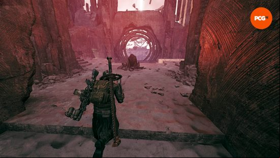 Remnant 2 patch notes August 10 2023 - A character runs through the Labyrinth, a floating temple of stone.