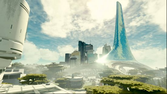One of the major cities where you can find plenty of Starfield houses to purchase or earn via other means. This city is a futuristic utopia with intricately designed towers and green trees.