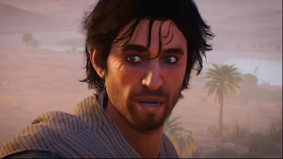 Basim Ibn Is'haq, the protagonst voiced by Lee Majdoub in the Assassin's Creed voice actors cast list, as he appears in the beginning of his journey as a street thief.