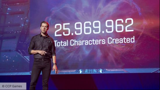 A screen shows how many eve online characters have been created