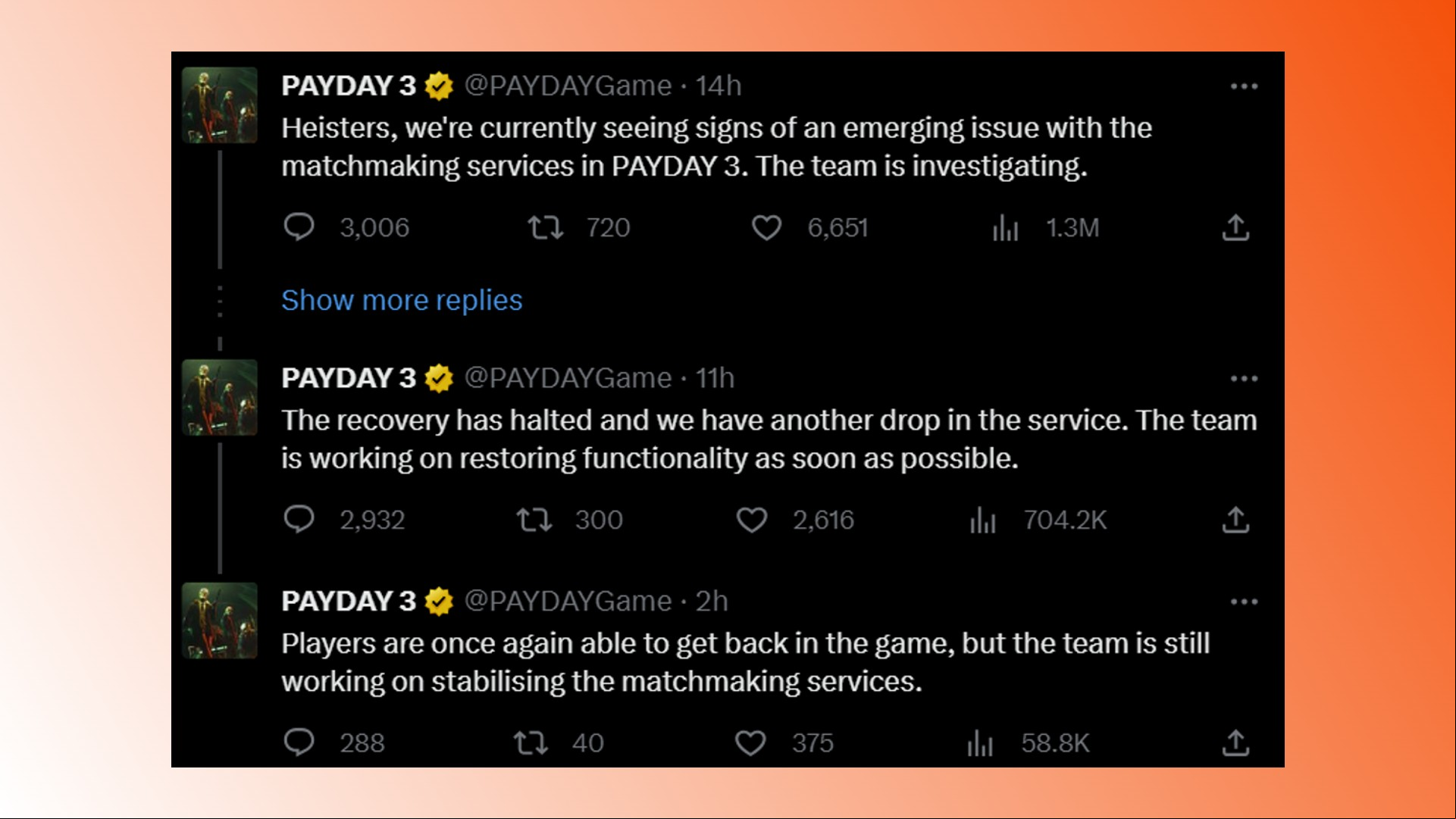 Payday 3 servers: A response from Payday 3 developer Starbreeze relating to matchmaking problems in the FPS game