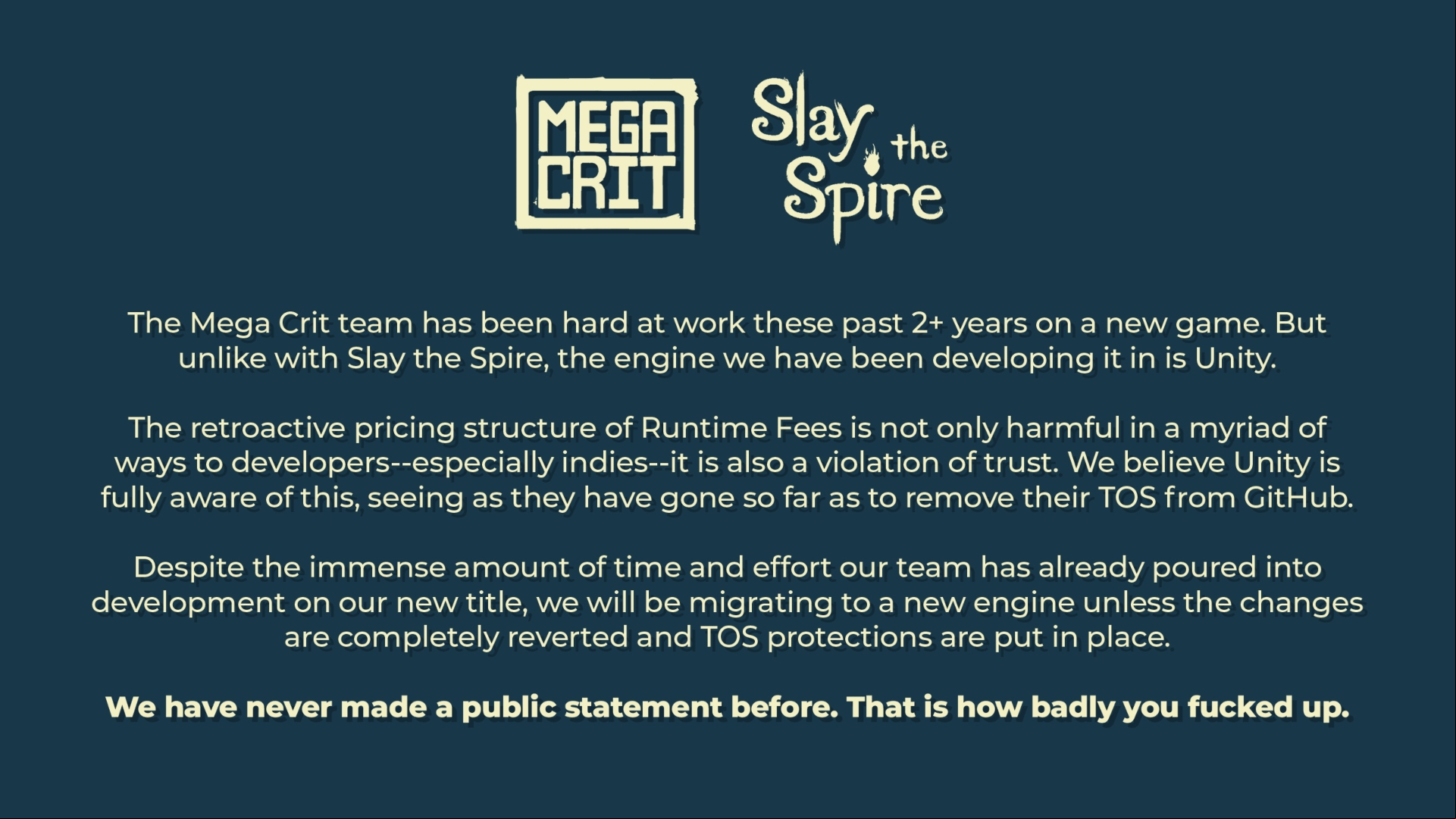 Slay the Spire Unity: A statement from Mega Crit, creator of roguelike deckbuilding game Slay the Spire