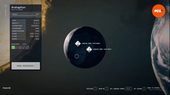 An overview of Andraphon, one of the best planets to settle a Starfield outpost thanks to its resources and relative vicinity to the starting systems.