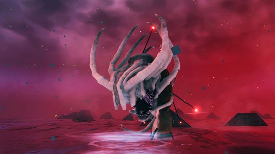 Valheim Ashlands update - The Bonemaw Serpent rises from the sea.