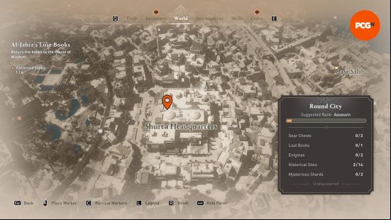 A map with a pin showing the location of the Hidden One AC Mirage outfits.