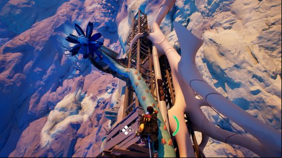 The player traverses the vertical challenge of Jusant, one of the best platform games.