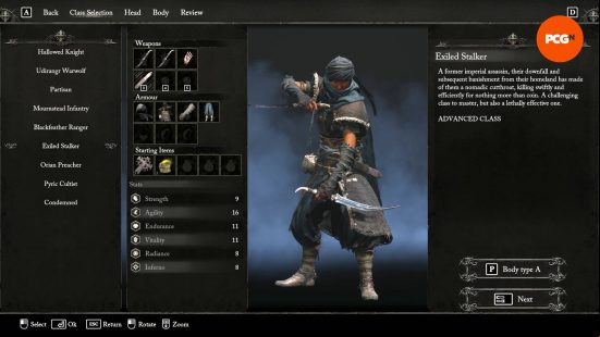 The Lords of the Fallen Exiled Stalker in the character creation menu.