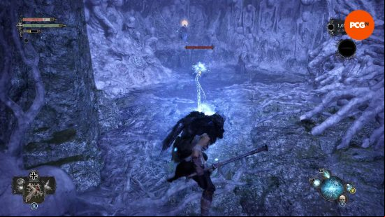 The Dark Crusader performs a soul flay attack on one of the spectres in the realm of the dead with the Lords of the Fallen Umbral lamp.
