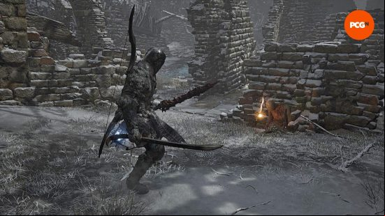The player looks at a glowing orb with a light that slightly curves.