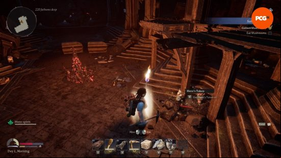 A dwarf finds a Return to Moria Hero's Token after honoring remains