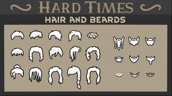 Rimworld mods: a drawn selection of beard and hairstyles.