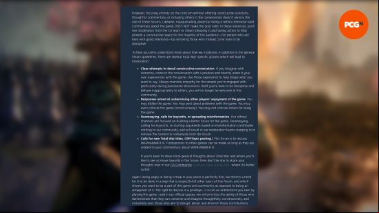 Total War Warhammer 3 Steam boycott ban: a screenshot of the Steam post