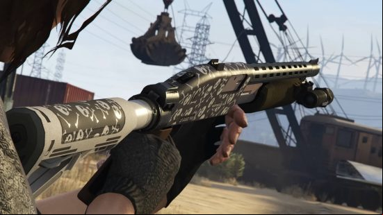Looking down the barrel of a shotgun, which is bound to be a GTA 6 weapon and gun you'll be able to use.
